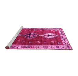 Sideview of Machine Washable Persian Pink Traditional Rug, wshtr3963pnk