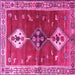 Square Machine Washable Persian Pink Traditional Rug, wshtr3963pnk