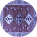 Round Persian Blue Traditional Rug, tr3963blu