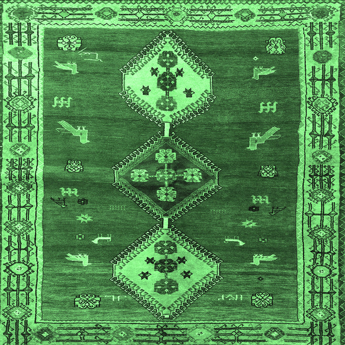 Square Machine Washable Persian Emerald Green Traditional Area Rugs, wshtr3963emgrn