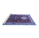 Sideview of Machine Washable Persian Blue Traditional Rug, wshtr3963blu