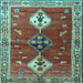 Square Machine Washable Persian Light Blue Traditional Rug, wshtr3963lblu