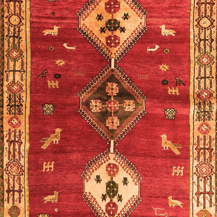 Serging Thickness of Machine Washable Persian Orange Traditional Area Rugs, wshtr3963org