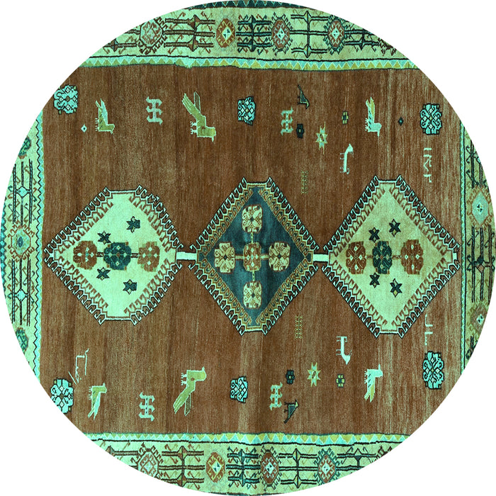 Round Persian Turquoise Traditional Rug, tr3963turq