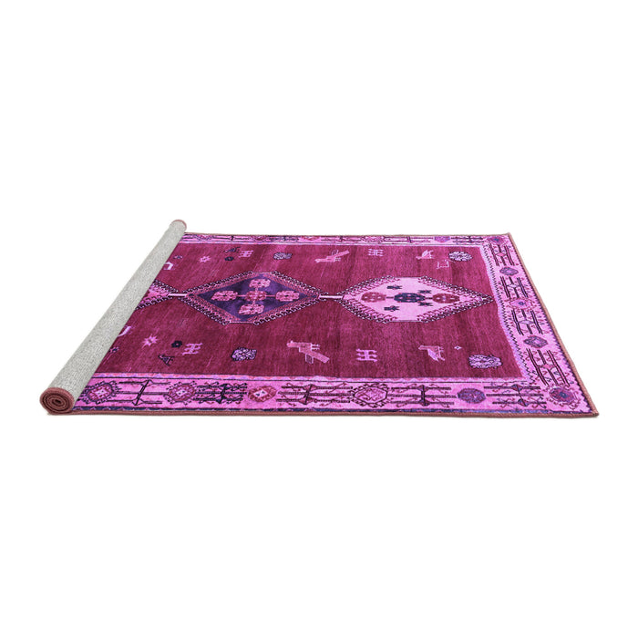 Sideview of Machine Washable Persian Purple Traditional Area Rugs, wshtr3963pur