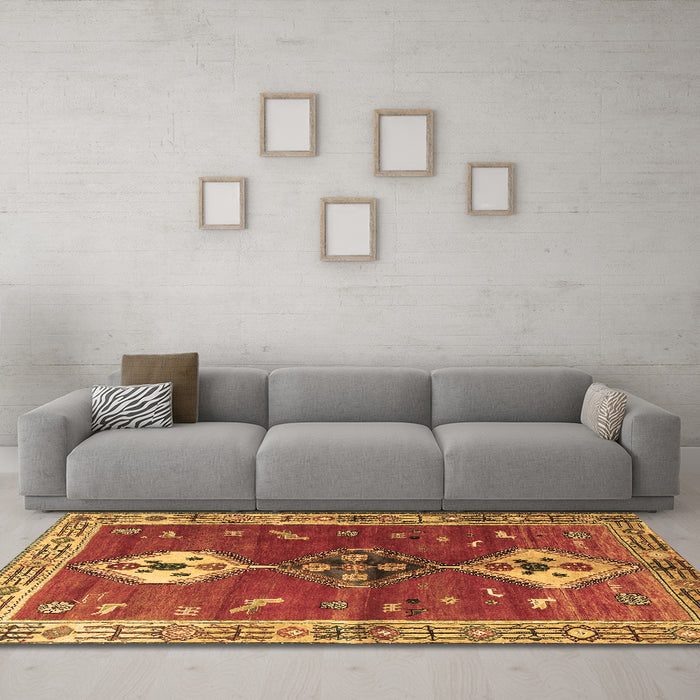 Machine Washable Persian Brown Traditional Rug in a Living Room,, wshtr3963brn