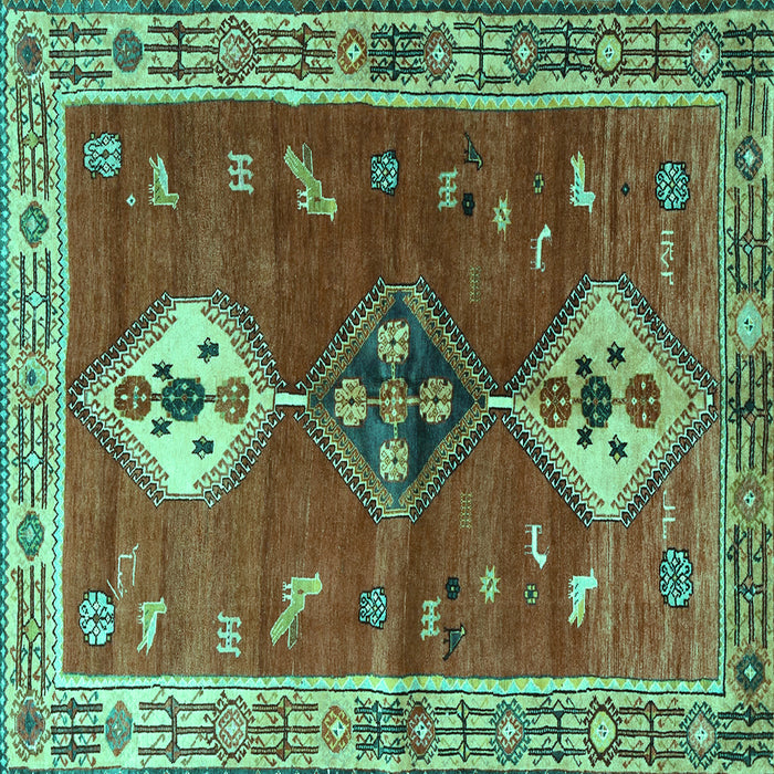 Square Persian Turquoise Traditional Rug, tr3963turq