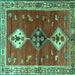 Square Persian Turquoise Traditional Rug, tr3963turq