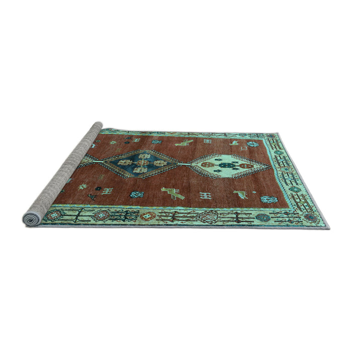 Sideview of Machine Washable Persian Light Blue Traditional Rug, wshtr3963lblu