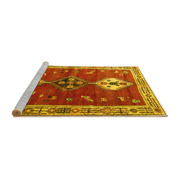 Sideview of Machine Washable Persian Yellow Traditional Rug, wshtr3963yw
