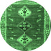 Round Persian Emerald Green Traditional Rug, tr3963emgrn