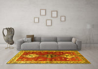 Machine Washable Persian Yellow Traditional Rug, wshtr3963yw