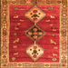 Round Machine Washable Persian Orange Traditional Area Rugs, wshtr3963org