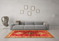 Machine Washable Persian Orange Traditional Rug, wshtr3963org