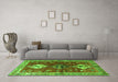 Machine Washable Persian Green Traditional Area Rugs in a Living Room,, wshtr3963grn