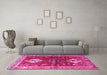 Machine Washable Persian Pink Traditional Rug in a Living Room, wshtr3963pnk