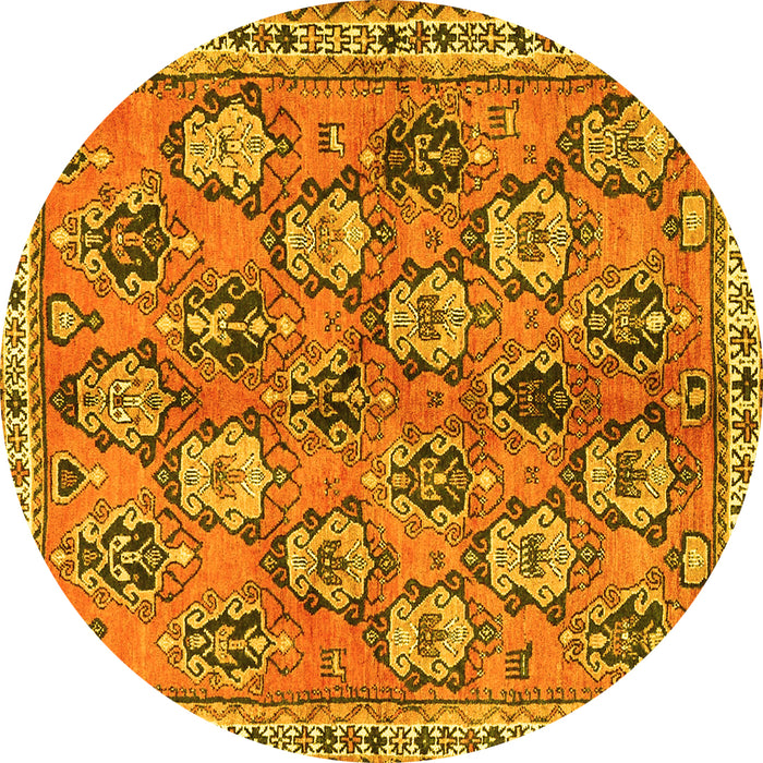 Round Machine Washable Persian Yellow Traditional Rug, wshtr3964yw