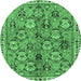 Round Persian Emerald Green Traditional Rug, tr3964emgrn