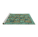 Sideview of Machine Washable Persian Turquoise Traditional Area Rugs, wshtr3964turq