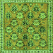 Round Machine Washable Persian Green Traditional Area Rugs, wshtr3964grn