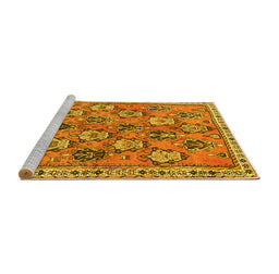 Sideview of Machine Washable Persian Yellow Traditional Rug, wshtr3964yw