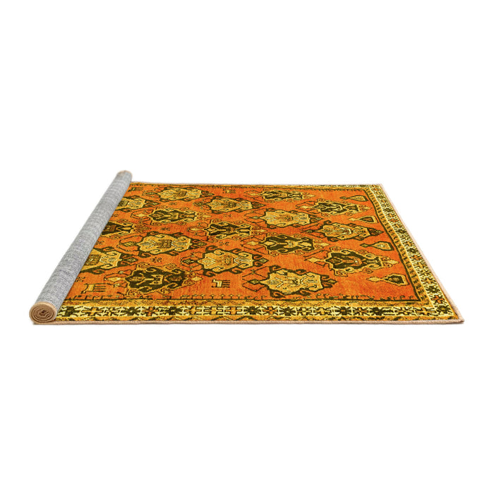 Sideview of Machine Washable Persian Yellow Traditional Rug, wshtr3964yw