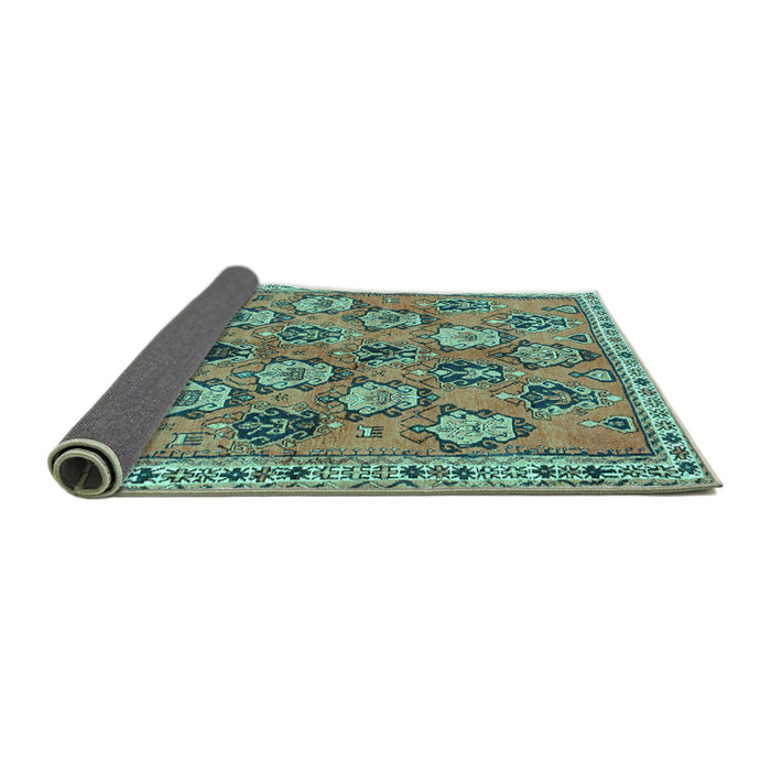 Sideview of Persian Turquoise Traditional Rug, tr3964turq