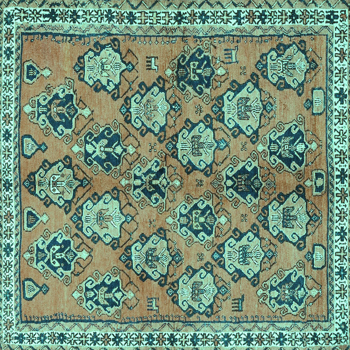 Square Machine Washable Persian Turquoise Traditional Area Rugs, wshtr3964turq