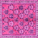 Square Machine Washable Persian Pink Traditional Rug, wshtr3964pnk