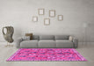 Machine Washable Persian Pink Traditional Rug in a Living Room, wshtr3964pnk