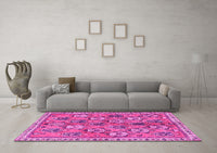 Machine Washable Persian Pink Traditional Rug, wshtr3964pnk