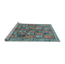Sideview of Machine Washable Persian Light Blue Traditional Rug, wshtr3964lblu