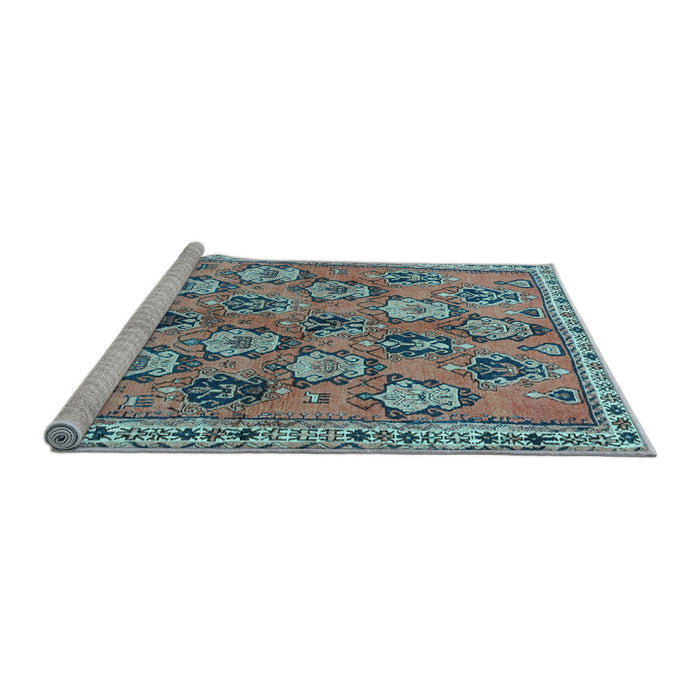 Sideview of Machine Washable Persian Light Blue Traditional Rug, wshtr3964lblu