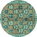 Round Persian Turquoise Traditional Rug, tr3964turq