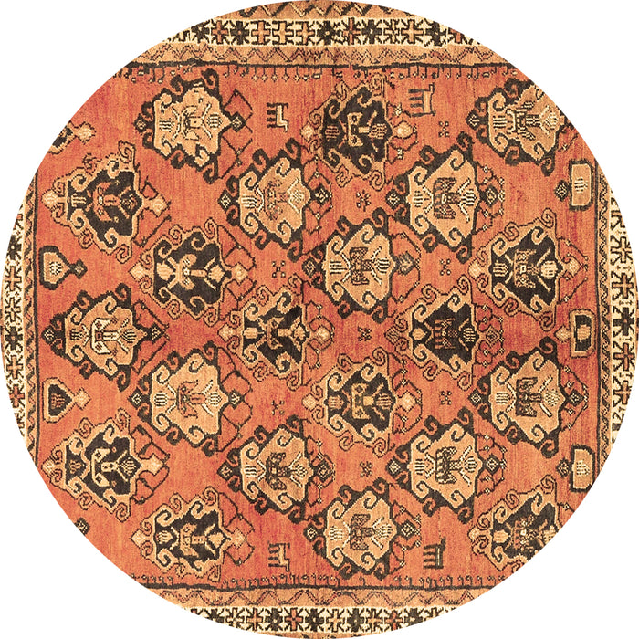 Round Persian Brown Traditional Rug, tr3964brn