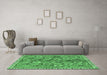 Machine Washable Persian Emerald Green Traditional Area Rugs in a Living Room,, wshtr3964emgrn