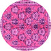 Round Persian Pink Traditional Rug, tr3964pnk