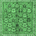 Square Machine Washable Persian Emerald Green Traditional Area Rugs, wshtr3964emgrn