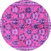 Round Machine Washable Persian Purple Traditional Area Rugs, wshtr3964pur