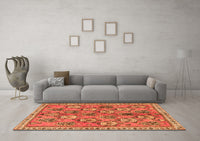 Machine Washable Persian Orange Traditional Rug, wshtr3964org