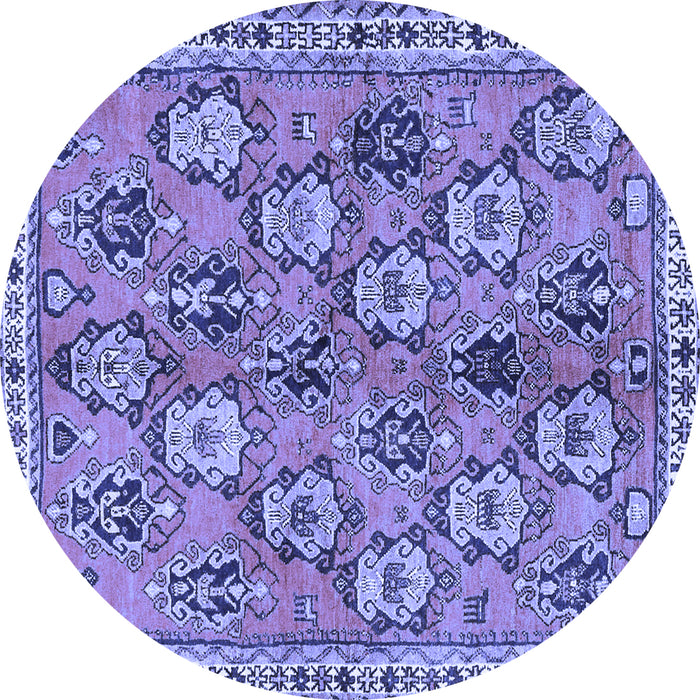 Round Machine Washable Persian Blue Traditional Rug, wshtr3964blu