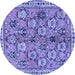 Round Machine Washable Persian Blue Traditional Rug, wshtr3964blu