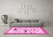 Machine Washable Animal Pink Traditional Rug in a Living Room, wshtr3965pnk