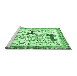 Sideview of Machine Washable Animal Emerald Green Traditional Area Rugs, wshtr3965emgrn
