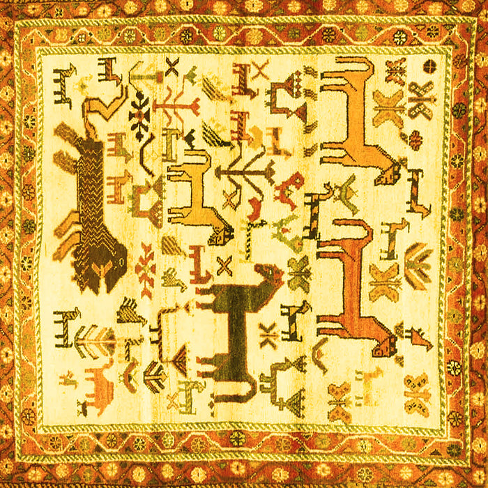 Square Animal Yellow Traditional Rug, tr3965yw