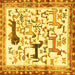 Square Animal Yellow Traditional Rug, tr3965yw