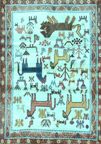 Animal Light Blue Traditional Rug, tr3965lblu