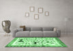 Machine Washable Animal Emerald Green Traditional Area Rugs in a Living Room,, wshtr3965emgrn