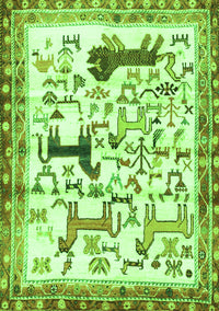 Animal Green Traditional Rug, tr3965grn