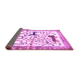 Sideview of Animal Purple Traditional Rug, tr3965pur